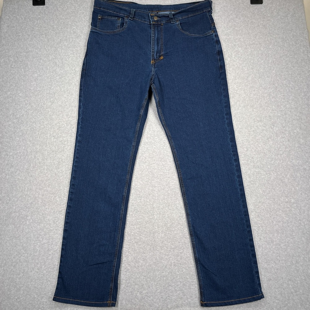 Origin D68 Jeans Mens 36x33 Dark Wash Straight Leg Stretch Denim USA DELTA68